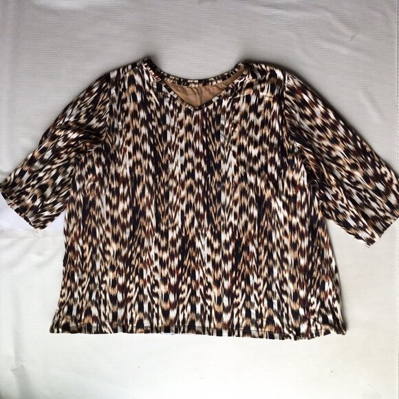 Catherines Shirt Womens 3X Top Blouse Animal Stripe Wood Nature Pattern 26/28 - Picture 1 of 12